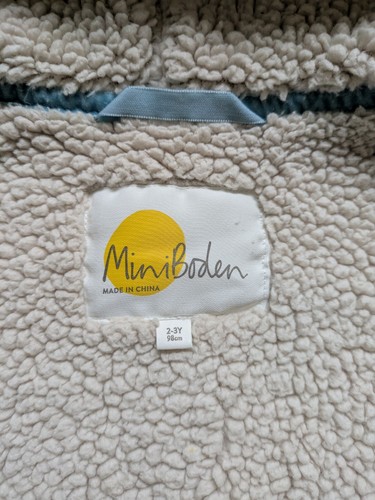 Mini Boden Lion Hooded Sweatshirt  Full Zip Yellow Girl Boy Sz 2/3 Fleece Lined - Picture 7 of 12