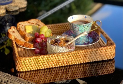 Versatile Rectangular Rattan Tray Set of 2 - Perfect for Serving and Decorating - Picture 9 of 11
