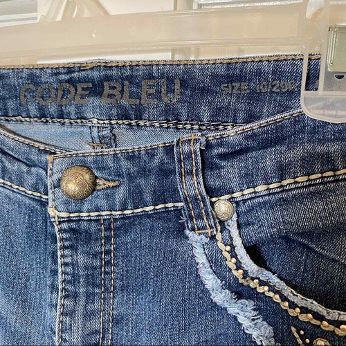 Code Bleu Jeans Womens Size 10 bootcut Distressed Embellished Andrea 30” waist - Picture 5 of 11