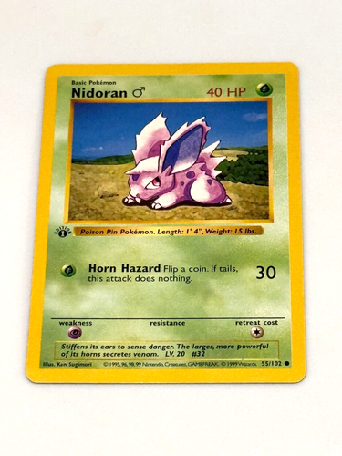 1ª Edición Shadowless Nidoran Pokemon Juego Base de Cartas WOTC 1999