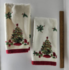 Vtg Lenox Christmas Tree Towels 10.5" W x 18" L Lot of 2 Hostess 100% Cotton