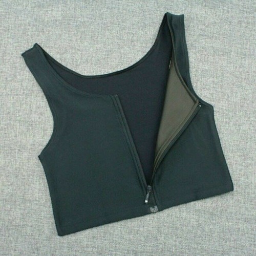 Lady Zip Chest Breast Binder Lesbian Tomboy FTM Bra Basic Vests Crop Tops Casual - Picture 9 of 9