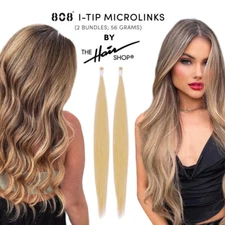 The Hair Shop 808 I-Tip Hair Extensions, Remy Human Hair Microlink 16" & 20" 56g