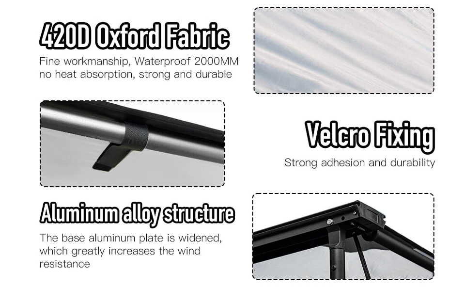 Toldo lateral para automóvil 6,5 x 8,2 pies tienda parasol SUV camping al aire libre viaje gris Foto 4 de 4