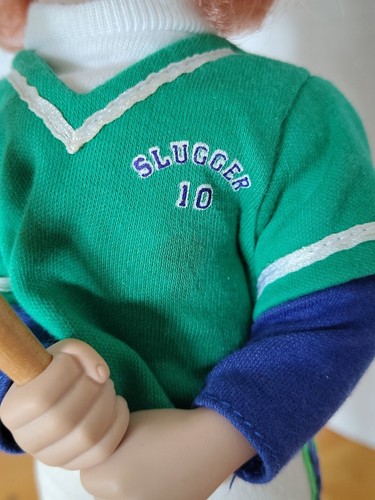 Slugger #10 Girl Softball Player Ceramic Doll Bat Baseball Red Hair Green Eyes - Picture 4 of 12