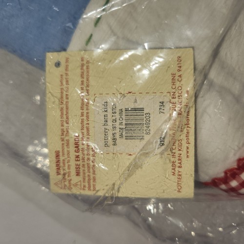 Calza natalizia nuova con etichette Pottery Barn Kids trapuntata pupazzo di neve Gingham primo bambino - Foto 3 di 3