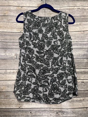 Croft & Barrow Damen ärmelloses weiß/schwarzes geblümtes Shirt, Größe Medium (M) - Bild 3 von 9