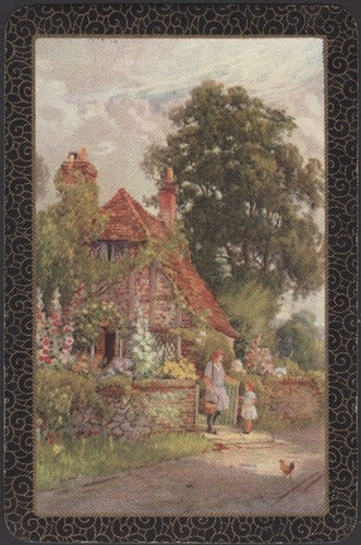 Tarjetas de juego cartas individuales antiguas vintage con nombre * LA CABAÑA * arte madre hija - Imagen 2 de 3
