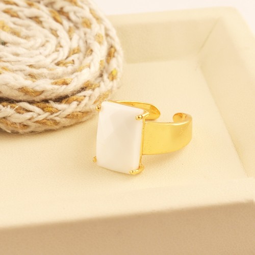 Wide Band Ring Gold Plated Adjustable Onyx & Chalcedony Stone Rings Jewelry Gift - Picture 10 of 15
