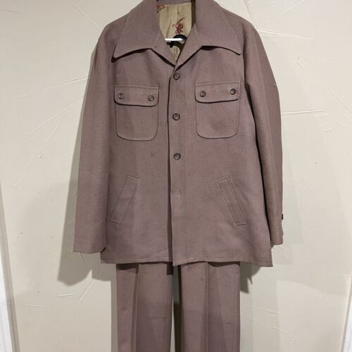 Vtg 60s 70s Men’s Suit 2 Piece Wide Leg Style Suite 34x30 40R Retro Funky disco