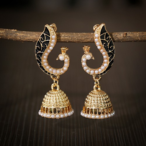 Women's Boho Luxury Ethnic Bell Drop Hoop Gold Pearl Earrings Vintage Jewelry - Picture 40 of 50