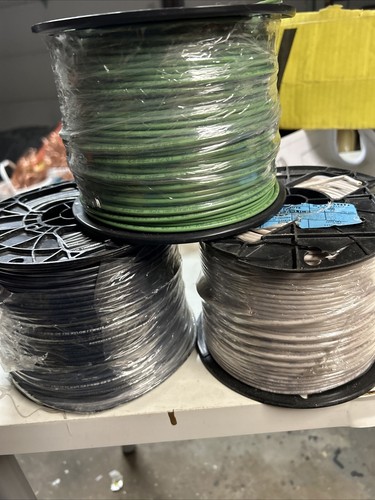 3) 12 thhn stranded wire 500 Superslick Encore Wire. Green Black And White - Picture 2 of 2
