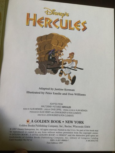 5 Little Golden Books,FIRST Ed.Hercules,Lion King, 101 Dalmatians,Mickey, mint - Foto 7 di 12