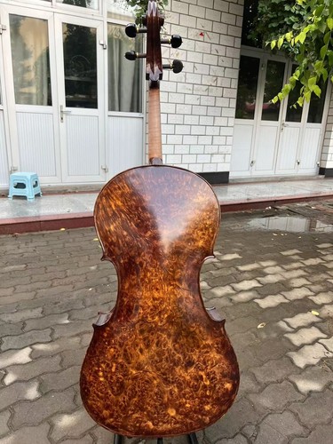 Violoncello occhio di uccello marrone legno di acero, misura completa 4/4, tono profondo grande #15715 - Foto 2 di 13