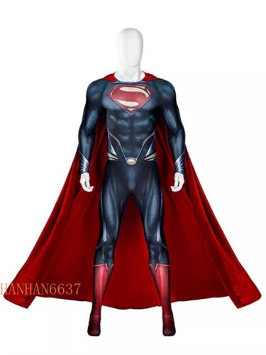 Costume Uomo d'Acciaio Clark Kent Cosplay Superman Halloween Supereroe Tuta - Foto 2 di 19