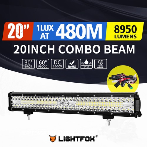 Lightfox 20Inch Osram LED Light Bar Tri Row Spot Flood Offroad Work Driving 4WD