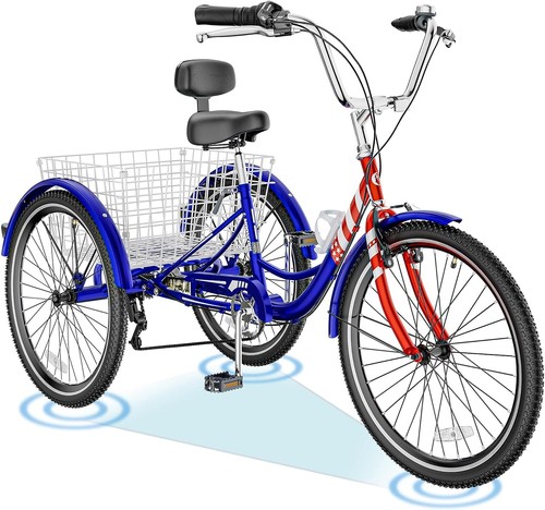 NAIZEA Adult Tricycle Trikes,7 Speed Three-Wheeled Bike 24/26 In Cruiser Bicycle - Picture 15 of 33