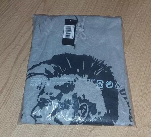 DIESEL S-AGNES-PATCH FELPA HOODIE SWEATSHIRT GREY SIZE: M - Picture 3 of 5