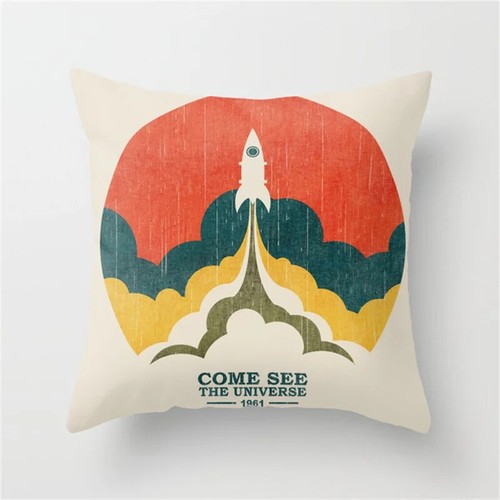 Abstract Rainbow Geometric Pillow Case Sunrise Mountain Polyester Cushion Cover - Picture 52 of 72