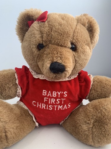 Dakin Baby’s First Christmas Teddy Bear Red Outfit Red Bow 7” - Picture 3 of 7