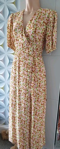 NEW Mango MNG Crossover Multi Floral MIDI WRAP DRESS Size S (small) UK 8 NWOT - Picture 3 of 13