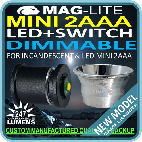 MAGLITE MINI 2AAA LED UPGRADE INC SWITCH ASSEMBLY REFLECTOR 247lm DIMMABLE BULB - Picture 2 of 10