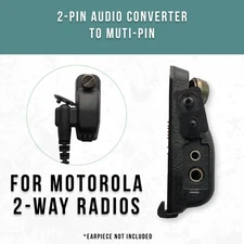 2-Pin Audio Adapter / Converter to Muti-Pin for Motorola Radios CLS1110, CP200