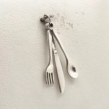 Sterling Silver Fork Spoon Knife Flatware Utensils Charm Pendant