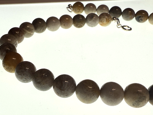 Vintage Sterling Silver Necklace 925 Jewellery Beaded Stone Fossilized Coral - Picture 4 of 8