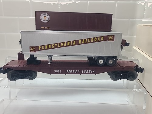 3 Asis Yatming O Gauge Flat Car W/ Trailer Load PRR TTX Pennsylvania Read Descri - Picture 12 of 24