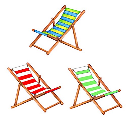 Deck Beach Chairs Overglaze Waterslide Ceramic Decals - Picture 2 of 3