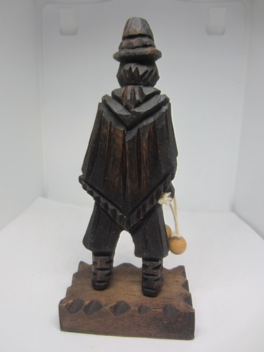 Statua VINTAGE legno intagliato SCULTURA CONQUISTADOR 5 1/2” BASE LEGNO - Foto 4 di 10