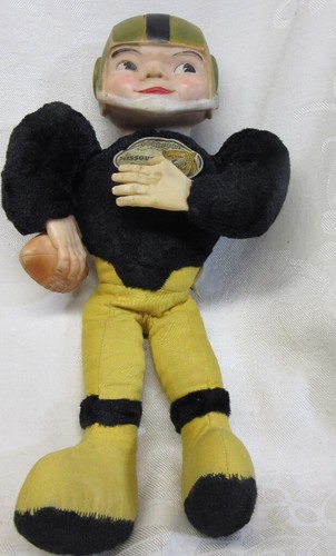 Vintage Columbia MISSOURI TIGERS FOOTBALL PLAYER ,Vinyl Rubber Face w CLOTH BODY