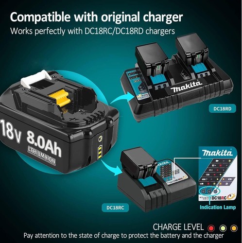 NEW For Makita 18V 8.0Ah LXT Lithium-Ion BL1840 BL1830 BL1850b BL1860b Battery - Picture 13 of 15