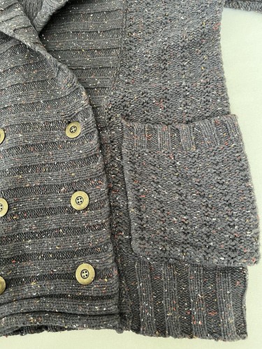 Hurley Grey Flecked Wool Blend Buttons Pockets Front Cardigan Women L Heavy L/S - Picture 8 of 24