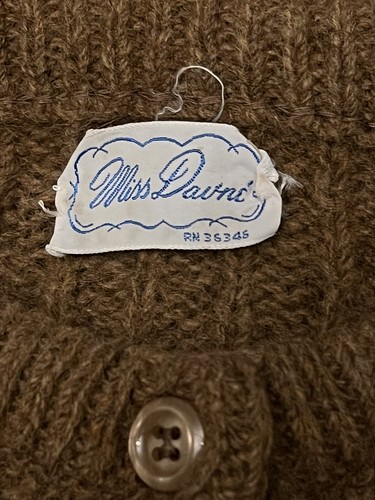 Vintage 1950s Miss Davné Cable Wool Brown Cardigan Sweater M/L - Picture 4 of 4