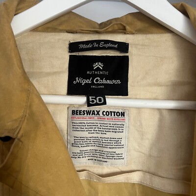 Men's NIGEL CABOURN Waxed Beeswax Yellow Fishing Coat Size Men's NIGEL CABOURN Waxed Beeswax Yellow Fishing Coat Size