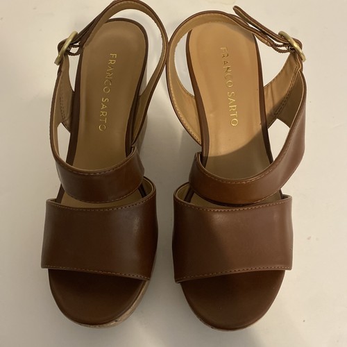 Franco Sarto Brown Strap Wedge Heel Sandals Size 6 - Picture 1 of 6