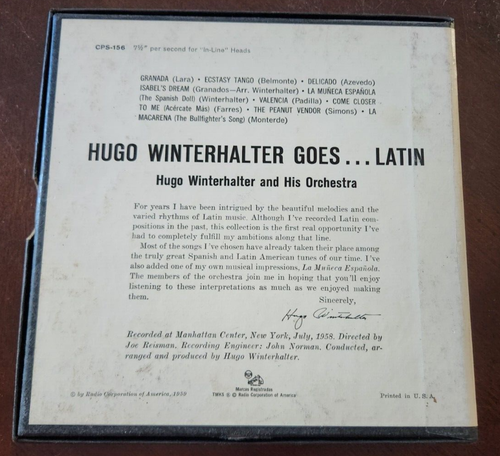 3 Latin Music Reel-To-Reel Tapes - Esquivel, Hugo Winterhalter, Mantovani - Imagen 7 de 13