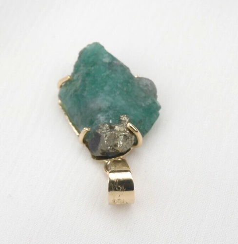 Kolumbianischer Smaragd natürlicher Rohkristall Anhänger 10,00 kt 18 K Gold Muzo Minen - Bild 14 von 17