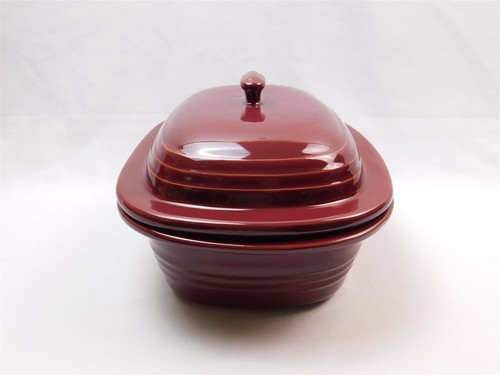 Pampered Chef 3.1 Qt Cranberry Deep Covered Roaster Dutch Oven Stoneware UNUSED - Bild 4 von 16