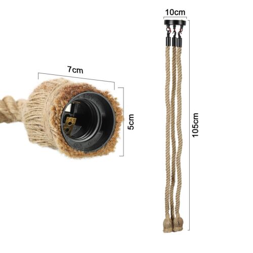 Retro Industrielampe Holz Hanfseil Hängeleuchte Seil Pendelleuchte Deckenlampe - Bild 9 von 13