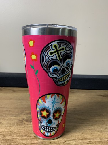 Tervis Tumbler Sugar Skulls Halloween Pink Stainless 20oz Day of the Dead - Picture 2 of 8