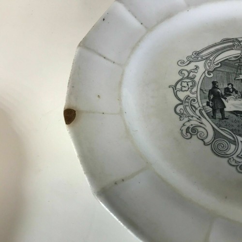 Rare Boston Mails Staffordshire Black Transfer Gentleman Cabin Ironstone Plate - Picture 3 of 6