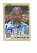 CHRIS CHAMBLISS Autographed Signed 1983 Fleer card Atlanta Braves Yankees COA 