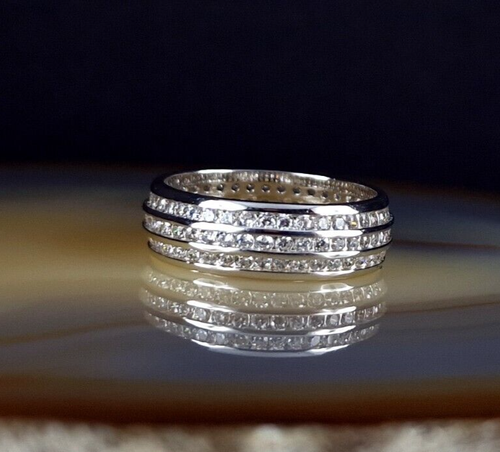 Ring Silber 925 Zirkonia Eternity Bandring 18,2 mm - wunderbar funkelnd