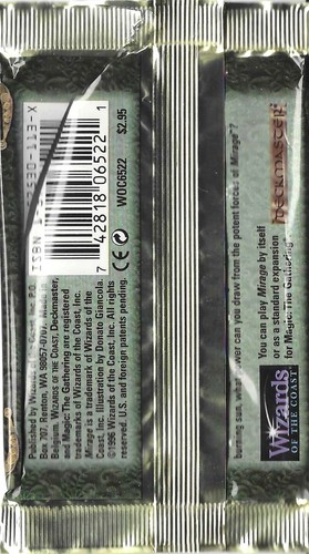 MTG: MIRAGE empty Grinning Totem Booster Pack wrapper; rear tears, NO CARDS 1996 - Picture 2 of 2