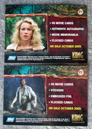 King Kong The 8th Wonder of the World PROMO MOVIE CARDS SET (P1 & P2) Topps 2005 - Picture 2 of 2