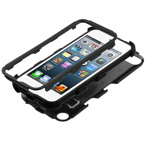 Hybrid Hard & Soft Case For IPod Touch 5th & 6th Gen - Black With Kickstand
