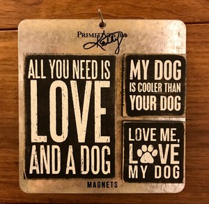 Primitives by Kathy Rustic Style Magnets Set of 3 All You Need is Love and a Cat